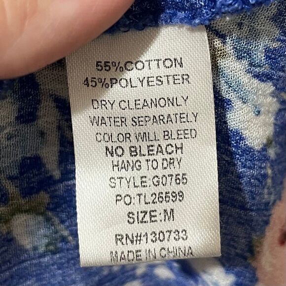 Umgee Blue Floral Bell Sleeve Flowy Tunic Mini Dress size Medium - Picture 6 of 6